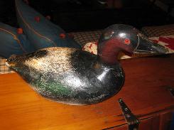  Factory Wooden Carved Duck Decoy w/Red Eyes