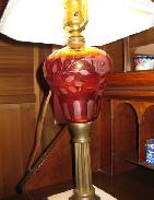 Cranberry Cut-to-Clear Table Lamp