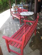 Slat Benches in Red Paint