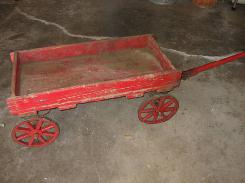 Early Red Coaster Wagon w/Spoke Wheels