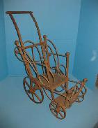 Victorian Wicker Doll Stroller w/Wheels