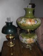 Victorian Brass Table Lamp w/Green Shade