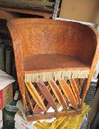 Palm Wood & Leather Island Chair