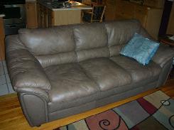 Leather Overstuffed Sofa & Love Seat 