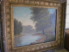 Early Lake Scene Oil Painting