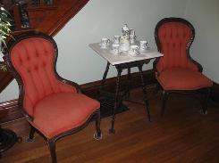 Pair of Vict. Walnut Carved Parlor Chairs