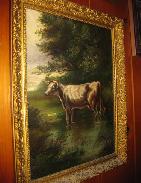 Early Cow & Stream Oil on Canvas 