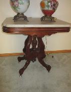 Victorian Walnut Rectangular Marble Top Table
