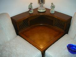 Mahogany Leather Top Corner Sofa Table