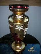 Bohemian Ruby Enamel Decorated Vase