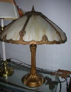 Caramel Slag Panel Table Lamp