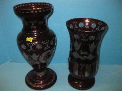 Egermann Ruby Cut to Clear Vases & Bowls 