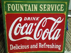 Coca-Cola 1934 Porcelain Fountain Service Sign