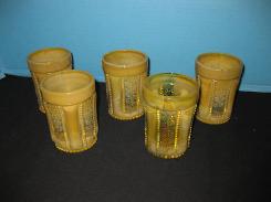 Greentown Holly Amber Tumblers 