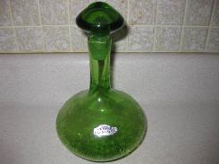 Blenko Handcraft Green Crackle Glass Decanter 