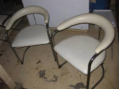 White Leather & Chrome Modern Chairs