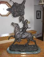 Fredrick Remington 'Buffalo Signal' Bronze Sculpture