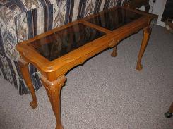 Oak & Beveled Glass Sofa Table