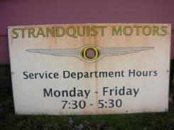Strandquist Motors Service Department Porcelain Sign