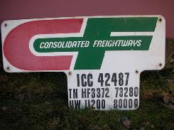 Consolidated Freightways Metal License Sign 