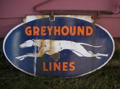 Greyhound Lines Double Sided Oval Porcelain Sign 