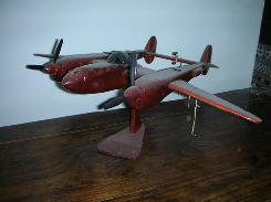 Hand Carved Wooden P-38 Fighter