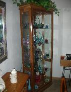 Modern Oak Lighted Curio Cabinet 