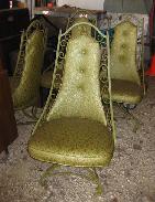 Vintage Green Metal Framed Swivel Chairs 