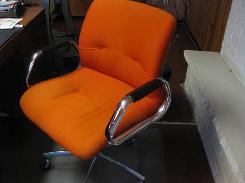 Steel Case Orange Rolling Office Chairs 