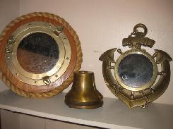 Brass Ship Anchor Port Hole Mirror