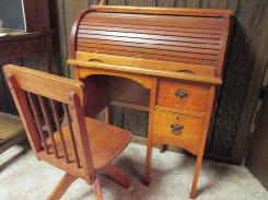 Pine Childs Roll Top Desk