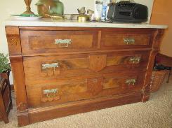 Walnut Victorian Marble Top Dresser