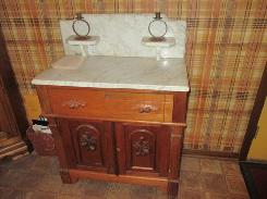 Walnut Victorian Marble Top Commode