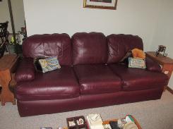 Burgundy Leather Sofa & Easy Chair