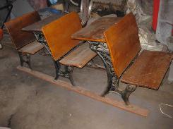 Early Yale Cast Iron & Wood School Desk 