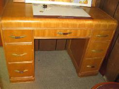 Deco Walnut Waterfall Kneehole Desk