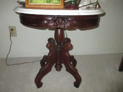 Petite Walnut Victorian Marble Top Stand 