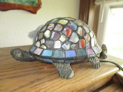 Leaded Art Glass Turtle Desk Lamp
