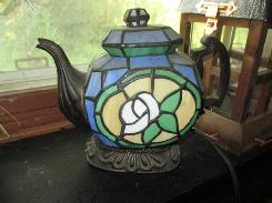 Leaded Art Glass Tea Pot Lamp