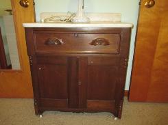 Victorian Walnut Marble Top Commode 
