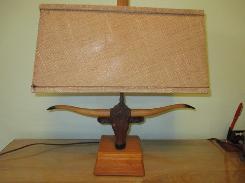 Ranch Oak Long Horn Steer Desk Lamp 