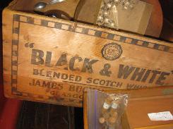 Black & White Scotch Whiskey Wooden Crate