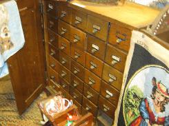 Oak 35-Drawer File Cabinet