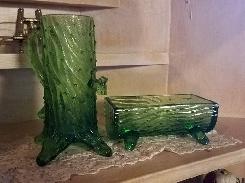 Green Glass Pump & Trough Set