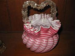   Victorian Cranberry Swirl Basket 