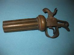Early English Brass Pepper Box 4 Barrel Gun 