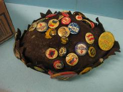 Vintage Beanie Cap with Political Pins 