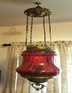 Cranberry Swirl Hanging Parlor Light 