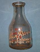 Iron River Creamery Quart Dairy Bottle