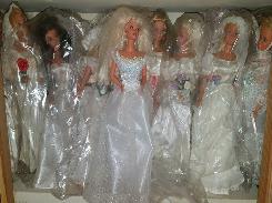 Large Selection of Blonde Barbies in Wedding Gowns